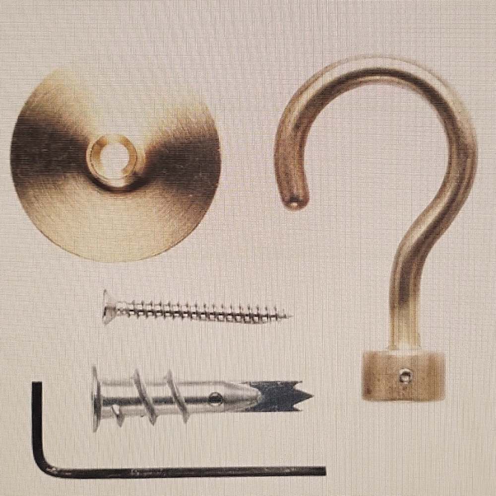 Round Swag Hook - Solid Raw Brass